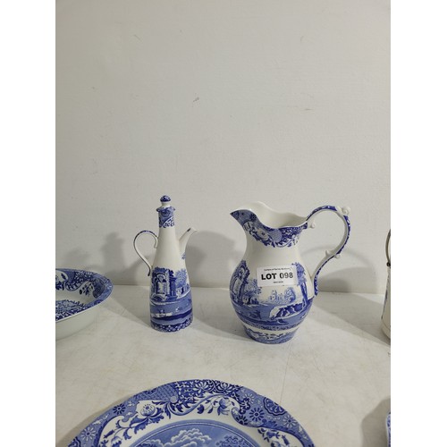 98 - Spode Water Jug, Oil/Vinegar jug, Bowl, Biscuit Jar plus plates Italian Spode Design c1816 Blue & Wh... 