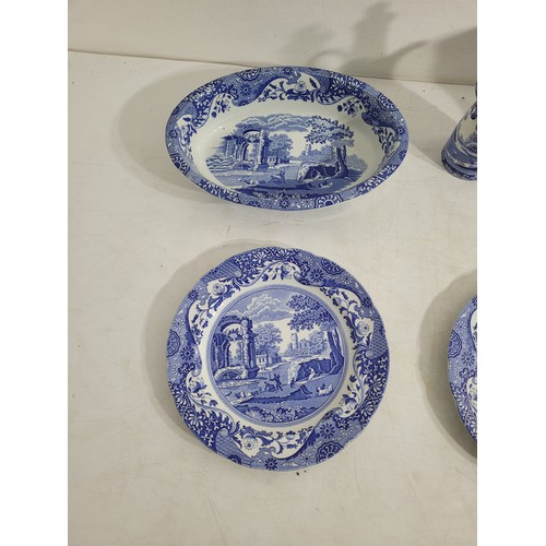 98 - Spode Water Jug, Oil/Vinegar jug, Bowl, Biscuit Jar plus plates Italian Spode Design c1816 Blue & Wh... 