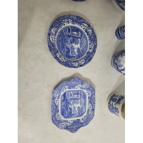 98 - Spode Water Jug, Oil/Vinegar jug, Bowl, Biscuit Jar plus plates Italian Spode Design c1816 Blue & Wh... 