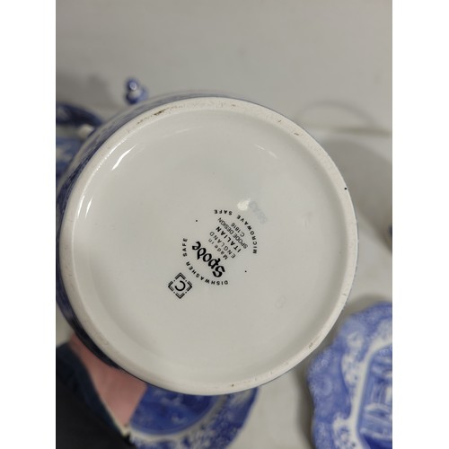 98 - Spode Water Jug, Oil/Vinegar jug, Bowl, Biscuit Jar plus plates Italian Spode Design c1816 Blue & Wh... 
