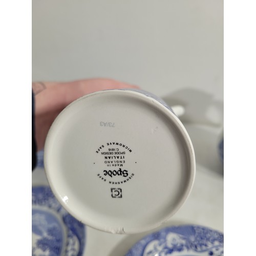 98 - Spode Water Jug, Oil/Vinegar jug, Bowl, Biscuit Jar plus plates Italian Spode Design c1816 Blue & Wh... 