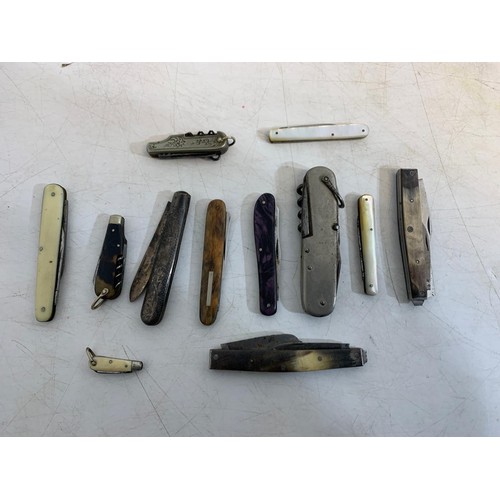 76 - A collection of 19th-20th century bone, sterling silver, mother of pearl and steel pocket & pen kniv... 