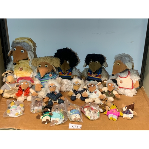 A Large selection of vintage Womble plushies including Great Uncle Bulgaria, Tobermory and Orinoco