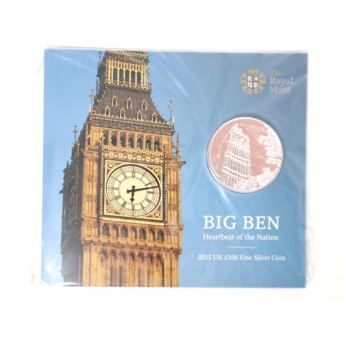 2 - 2015 UK £100 Fine Silver Coin Big Ben 999Ag 62.86g