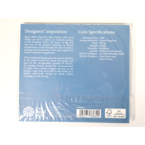 2 - 2015 UK £100 Fine Silver Coin Big Ben 999Ag 62.86g