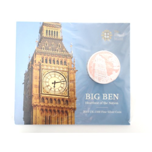 3 - 2015 UK £100 Fine Silver Coin 999Ag 62.86g