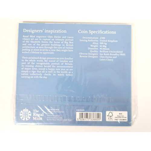 3 - 2015 UK £100 Fine Silver Coin 999Ag 62.86g