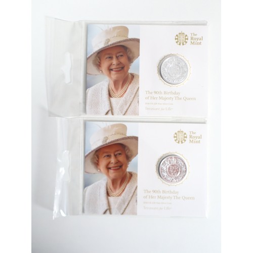 8 - Two The 90th Birthday of Her Majesty The Queen 2016 UK £20 Fine Silver Brilliant Uncirculated Coin 9... 