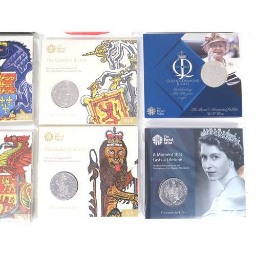 14 - Nine various brilliant uncirculated Cupro-Nickel Commemorative £5 UK Coins