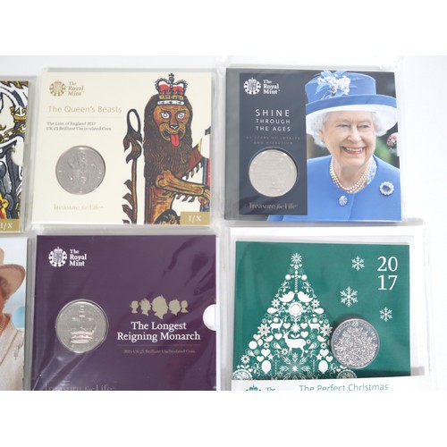 15 - Nine various brilliant uncirculated Cupro-Nickel Commemorative £5 UK Coins