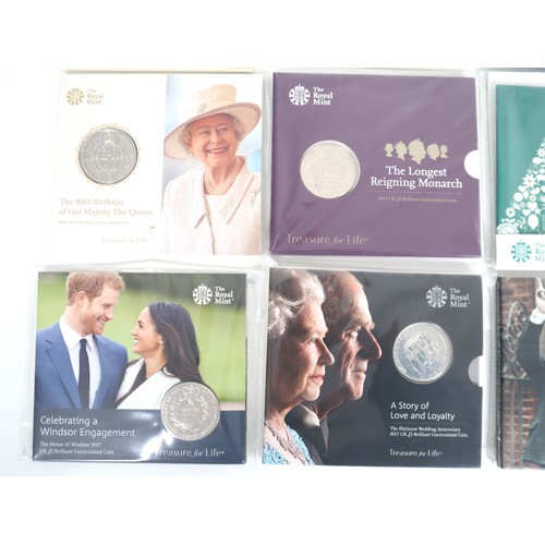 15 - Nine various brilliant uncirculated Cupro-Nickel Commemorative £5 UK Coins