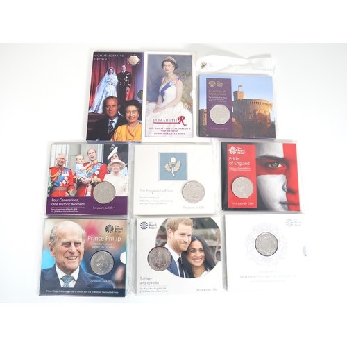 16 - Nine various brilliant uncirculated Cupro-Nickel Commemorative £5 UK Coins