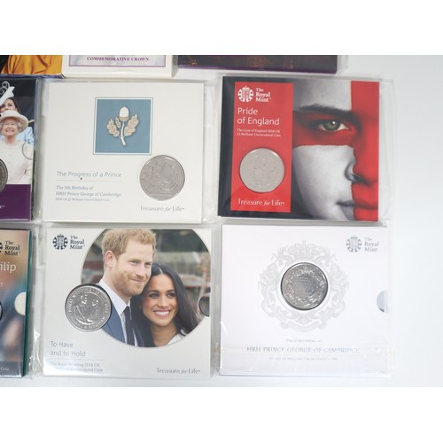 16 - Nine various brilliant uncirculated Cupro-Nickel Commemorative £5 UK Coins