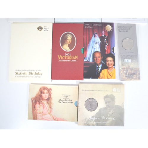 17 - Nine various brilliant uncirculated Cupro-Nickel Commemorative £5 UK Coins