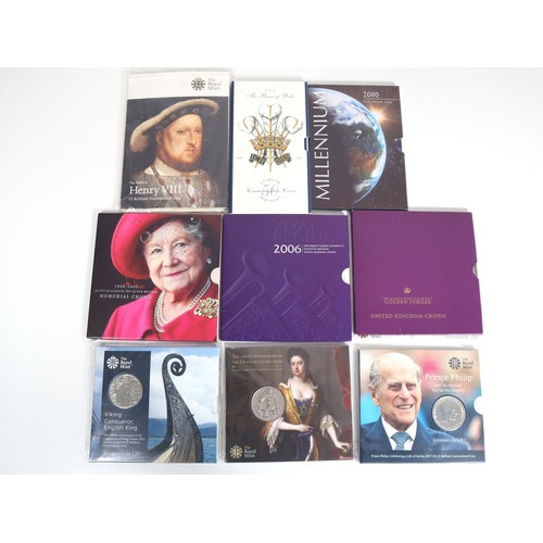 18 - Nine various brilliant uncirculated Cupro-Nickel Commemorative £5 UK Coins