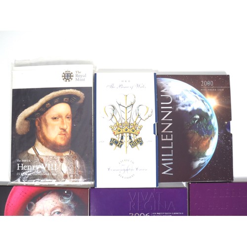 18 - Nine various brilliant uncirculated Cupro-Nickel Commemorative £5 UK Coins