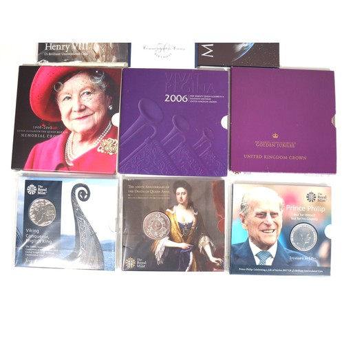 18 - Nine various brilliant uncirculated Cupro-Nickel Commemorative £5 UK Coins