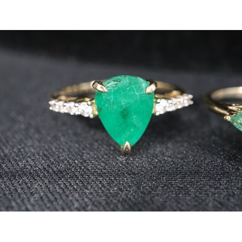 22 - Zambian Emerald & Diamond 9K Gold Ring 1.30cts Size N to O, Zambian Emerald & White Zircon 9K Gold T... 