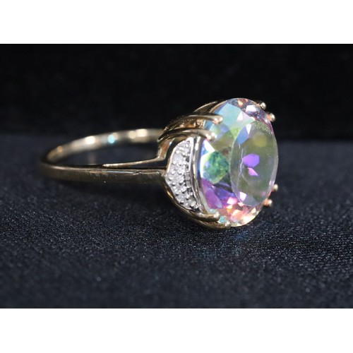 23 - 7.61ct Mercury Mystic Topaz 9K Gold Ring Size N to O, 7.63ct Mercury Mystuc Topaz & Diamond 9K Gold ... 