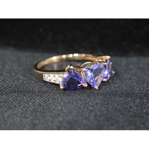 24 - AA Tanzanite & Diamond 9K Gold Ring 1.28cts Size N to O, AA Tanzanite & White Zircon 9K Gold Ring 2.... 