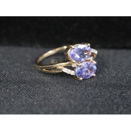 24 - AA Tanzanite & Diamond 9K Gold Ring 1.28cts Size N to O, AA Tanzanite & White Zircon 9K Gold Ring 2.... 