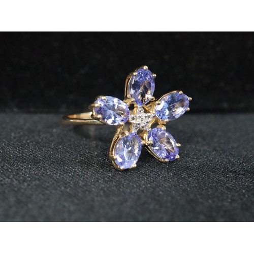 24 - AA Tanzanite & Diamond 9K Gold Ring 1.28cts Size N to O, AA Tanzanite & White Zircon 9K Gold Ring 2.... 