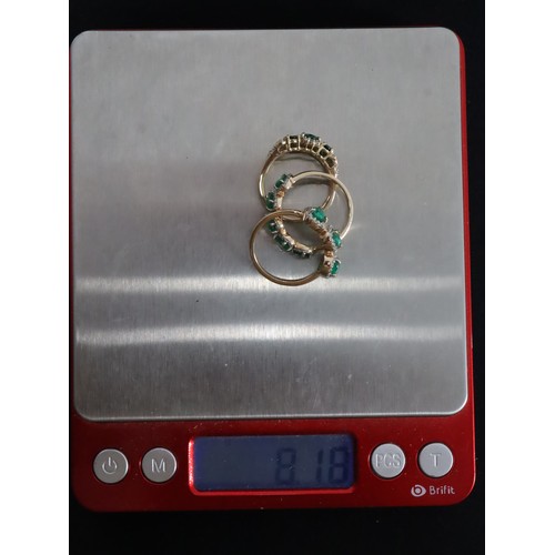 26 - Tsavorite Garnet & White Zircon 9K Gold Ring Atgw 1.60cts Size L to M, Zambian Emerald & White Zirco... 