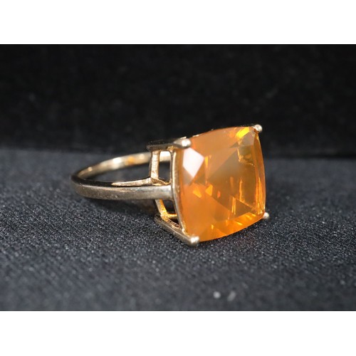 27 - 3.83ct AA Orange American Fire Opal 9K Gold Ring Size N to O, Rio Golden Citrine & White Zircon 9K G... 