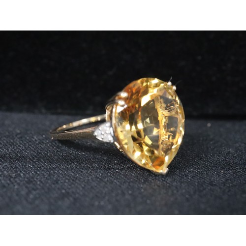 27 - 3.83ct AA Orange American Fire Opal 9K Gold Ring Size N to O, Rio Golden Citrine & White Zircon 9K G... 