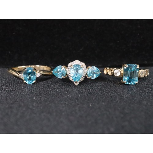 28 - 2.62ct Ratanakiri Blue & White Zircon 9K Gold Ring Size N to O, 1.49ct Ratanakiri Blue & White Zirco... 