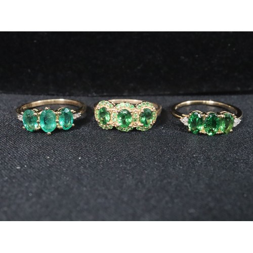29 - 1.30ct Tsavorite Garnet 9K Gold Ring Size N to O, Tsavorite Garnet & Diamond 9K Gold Ring Atgw 1.45c... 
