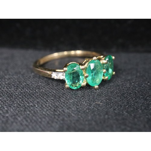 29 - 1.30ct Tsavorite Garnet 9K Gold Ring Size N to O, Tsavorite Garnet & Diamond 9K Gold Ring Atgw 1.45c... 