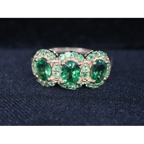 29 - 1.30ct Tsavorite Garnet 9K Gold Ring Size N to O, Tsavorite Garnet & Diamond 9K Gold Ring Atgw 1.45c... 