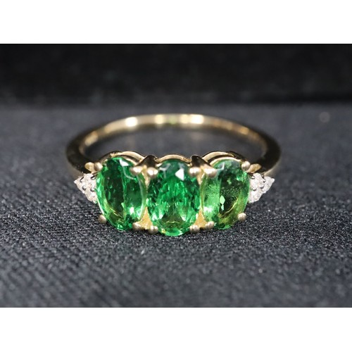 29 - 1.30ct Tsavorite Garnet 9K Gold Ring Size N to O, Tsavorite Garnet & Diamond 9K Gold Ring Atgw 1.45c... 