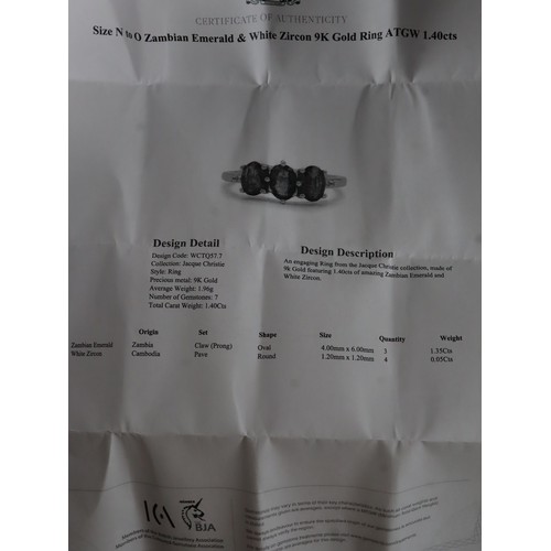 29 - 1.30ct Tsavorite Garnet 9K Gold Ring Size N to O, Tsavorite Garnet & Diamond 9K Gold Ring Atgw 1.45c... 