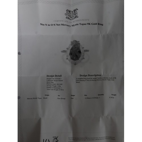 30 - Wobito Alpine Cut Optuc Quartz , Marambaia London Blue Topaz & White Zircon 9K Gold Ring Atgw 4.21ct... 