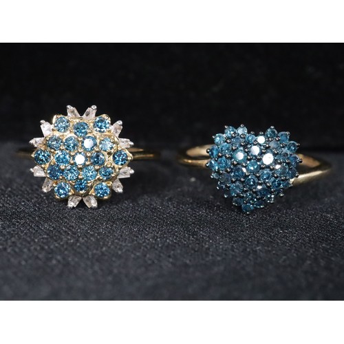 31 - 1/2ct Blue & White Diamond 9K Gold Ring Size L to M, 1/2ct Blue Diamond 9K Gold Ring Size N to O - 3... 