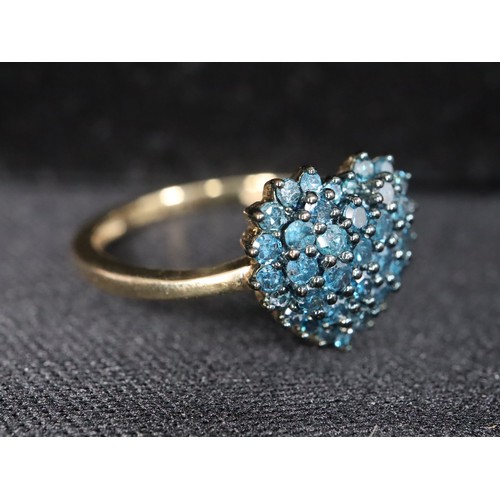 31 - 1/2ct Blue & White Diamond 9K Gold Ring Size L to M, 1/2ct Blue Diamond 9K Gold Ring Size N to O - 3... 