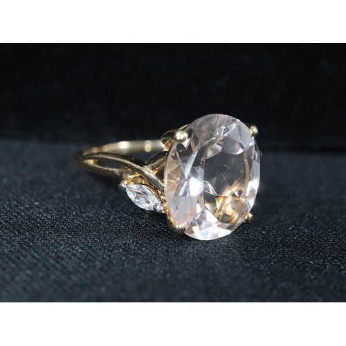 32 - 1ct Diamond Midas Ring Gold Plated Silver Size N to O, Rose Danburite & White Zircon 9K Gold Ring At... 