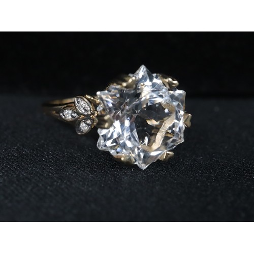 32 - 1ct Diamond Midas Ring Gold Plated Silver Size N to O, Rose Danburite & White Zircon 9K Gold Ring At... 