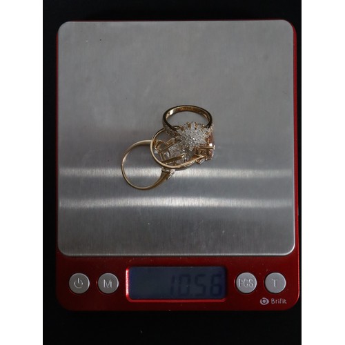 32 - 1ct Diamond Midas Ring Gold Plated Silver Size N to O, Rose Danburite & White Zircon 9K Gold Ring At... 