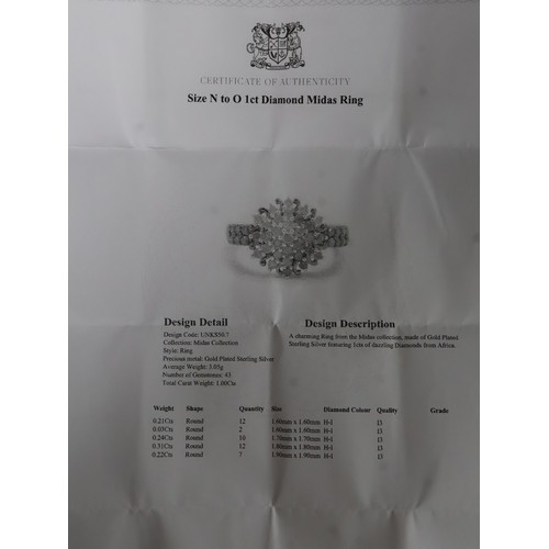 32 - 1ct Diamond Midas Ring Gold Plated Silver Size N to O, Rose Danburite & White Zircon 9K Gold Ring At... 