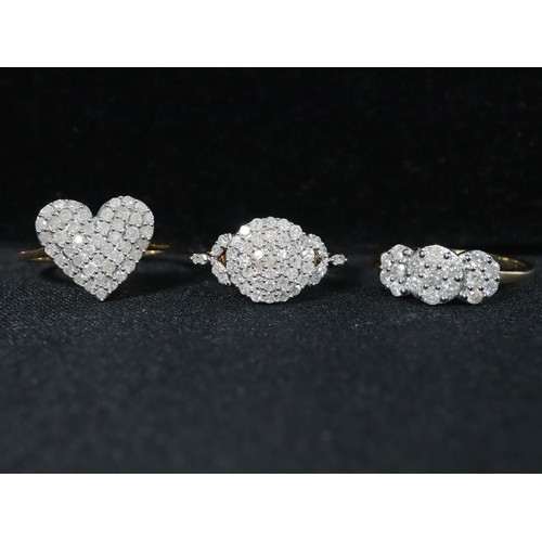 33 - 1/2ct Diamond 9K Gold Heart Ring Size N to O, 1/2 ct GH Diamond 9K Gold Ring Size N to O, 1/2ct Diam... 