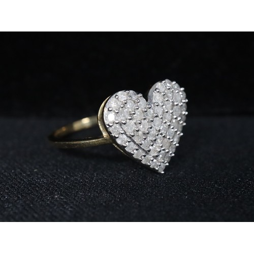 33 - 1/2ct Diamond 9K Gold Heart Ring Size N to O, 1/2 ct GH Diamond 9K Gold Ring Size N to O, 1/2ct Diam... 