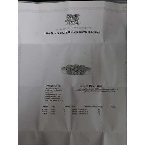 33 - 1/2ct Diamond 9K Gold Heart Ring Size N to O, 1/2 ct GH Diamond 9K Gold Ring Size N to O, 1/2ct Diam... 