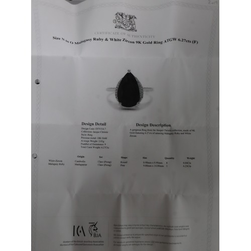 34 - Malagasy Ruby & White Zircon 9K Gold Ring Atgw 6.27cts Malagasy Ruby & White Zircon 9K Gold Ring Atg... 