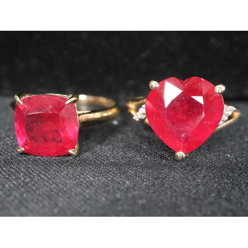 35 - 4.66ct Thai Ruby 9K Gold Ring Size N to O, Malagasy Ruby & White Zircon 9K Gold Ring Atgw 5.90 cts S... 