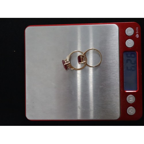 35 - 4.66ct Thai Ruby 9K Gold Ring Size N to O, Malagasy Ruby & White Zircon 9K Gold Ring Atgw 5.90 cts S... 