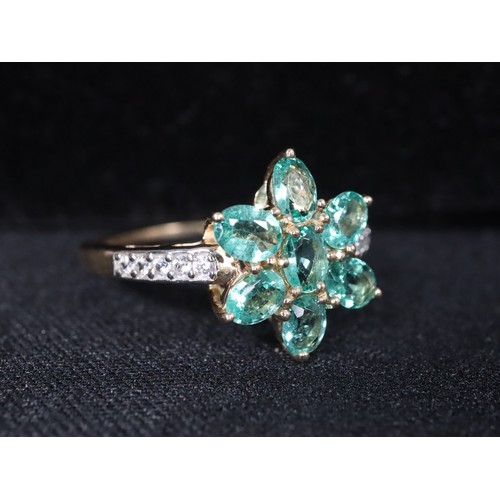36 - Zambian Emerald & White Zircon 9K Gold Ring Atgw 1.34cts Size N to O, 1/3ct Green Diamond 9K Gold Ri... 