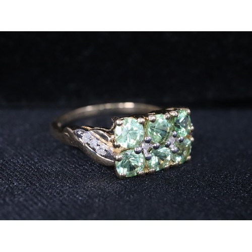 36 - Zambian Emerald & White Zircon 9K Gold Ring Atgw 1.34cts Size N to O, 1/3ct Green Diamond 9K Gold Ri... 